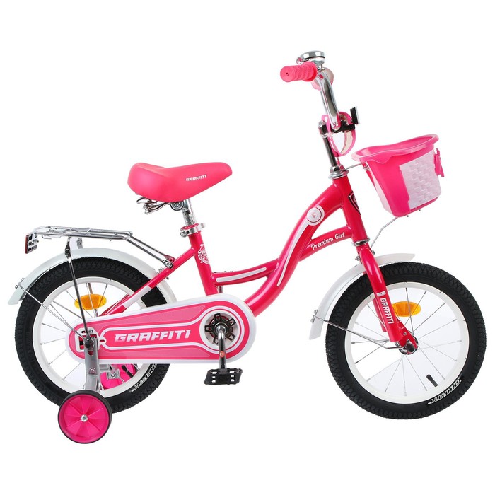 Велосипед 14 GRAFFITI Premium Girl, цвет розовый/белый
