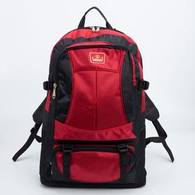 Рюкзак туристический, 31 л/37 л, отдел на молнии, наружный карман, с расширением, цвет чёрный/красный Ош