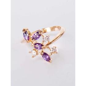 

Кольцо с аметистом "Искристые лепестки", позолота с родированием, размер 17