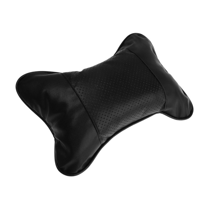 Подушка автомобильная для шеи, экокожа, 18×25 см, черный