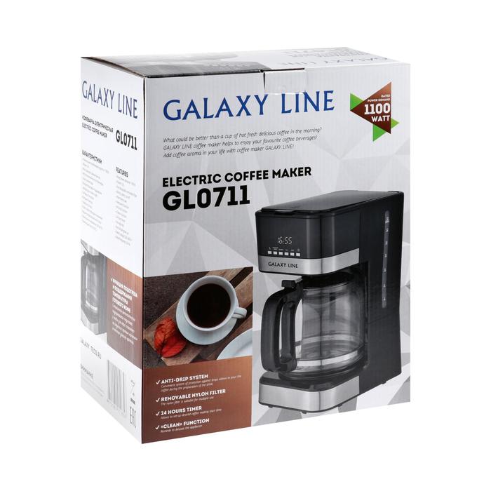 Кофеварка Galaxy LINE GL 0711, капельная, 1100 Вт, 1.8 л, черная