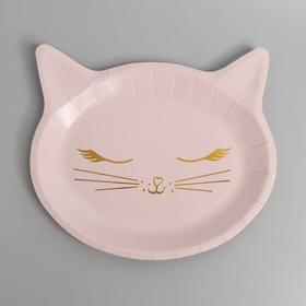 

Тарелка бумажная «Кошка», набор 6 шт., 22 см, цвет розовый
