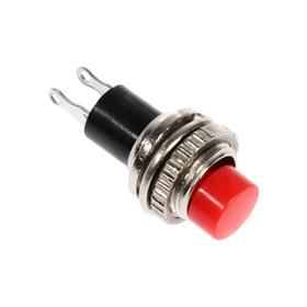 Выключатель-кнопка, 250 В, 2 А, ON-OFF, 2с, d=10,2 мм, без фиксации, металл, красная Ош