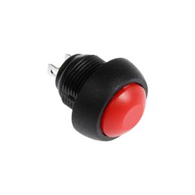 Выключатель-кнопка, 250 В, 1 А, ON-OFF, 2с, d=12 мм, без фиксации, красная Ош