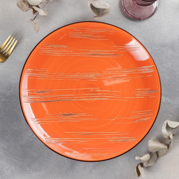Тарелка фарфоровая обеденная Wilmax Scratch, d=28 см, цвет оранжевый тарелка фарфоровая обеденная stella классика d 28 см цвет белый