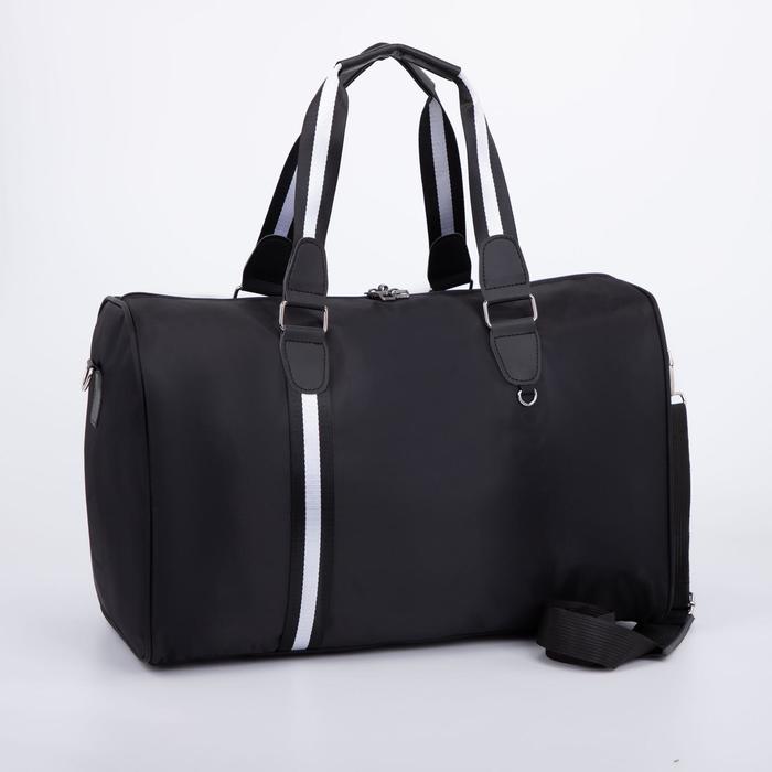 фото Сумка спортивная, отдел на молнии, с подкладом, цвет чёрный