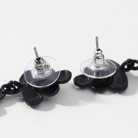 

Серьги со стразами "Крест" ажур, цвет чёрный в чёрном металле