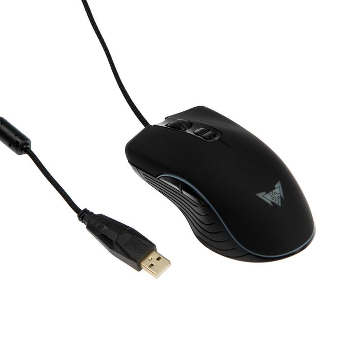 Мышь CROWN CMGM-900, игровая, проводная, оптическая 3200 dpi, подстветка, 7 кнопок, черная