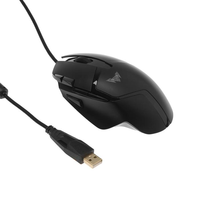 Мышь CROWN CMGM-901, игровая, проводная, оптическая 4800 dpi, подстветка, 8 кнопок, черная