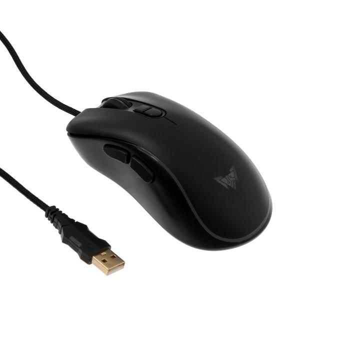 Мышь CROWN CMGM-902, игровая, проводная, оптическая 7200 dpi, подстветка, USB, черная