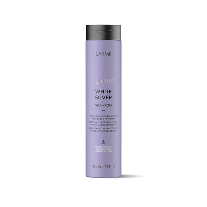 Шампунь для волос LAKME Teknia White Silver Shampoo, тонирующий, 300 мл lakme тонирующий шампунь для нейтрализации желтого оттенка волос white silver shampoo 300 мл lakme teknia