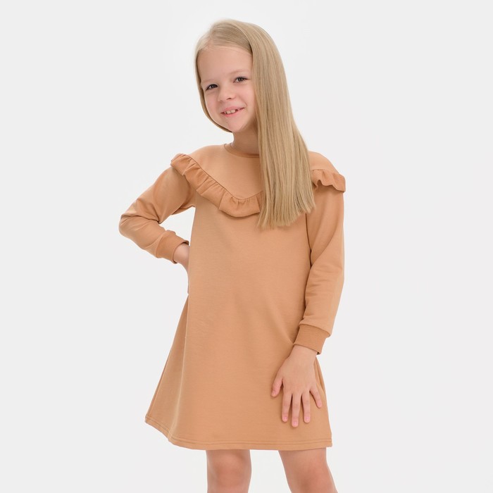 Платье для девочки KAFTAN Basic line, размер 30 (98-104), цвет кофе свитшот для девочки kaftan basic line размер 30 98 104 цвет кофе