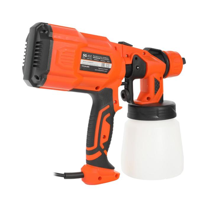 

Краскопульт электрический PATRIOT SG450, 550Вт, 100 DIN/сек, 0.8 л/мин, 0.8 л, d=2.5 мм