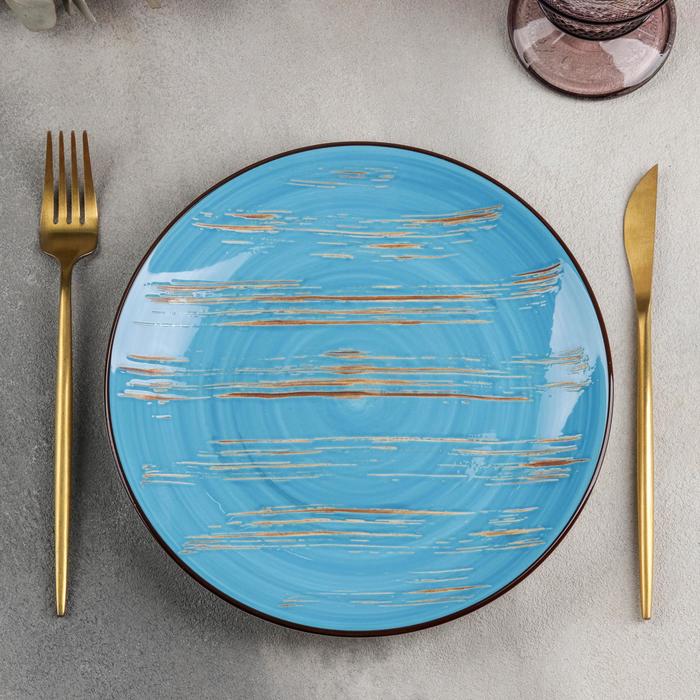 Тарелка фарфоровая обеденная Wilmax Scratch, d=22,5 см, цвет голубой тарелка фарфоровая десертная wilmax scratch d 17 5 см цвет голубой
