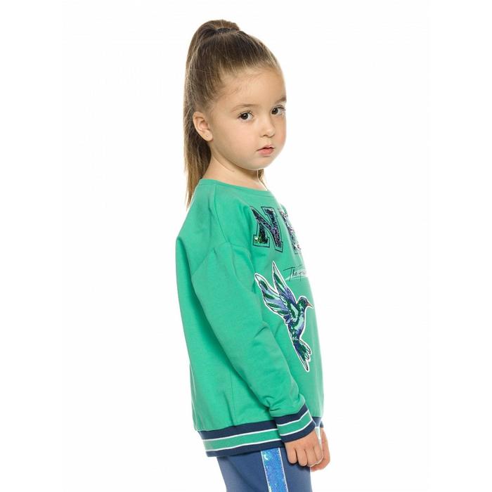 фото Толстовка для девочек, рост 110 см, цвет бирюза pelican