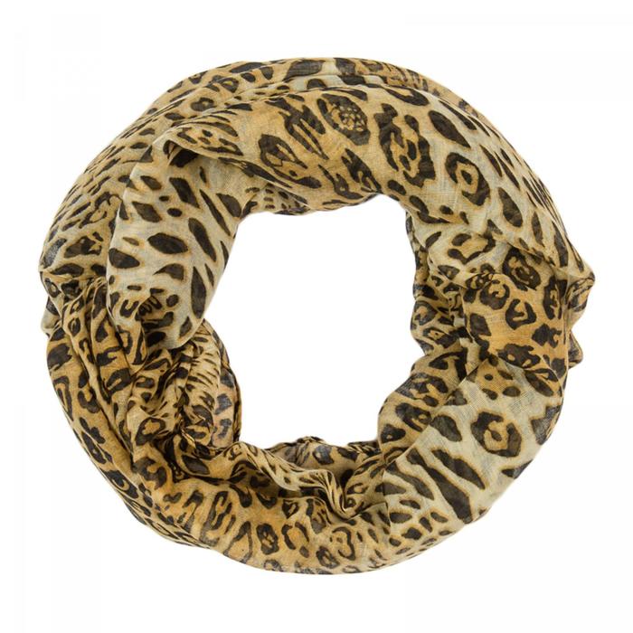Палантин-труба женский текстильный, цвет леопардовый, размер 70х80