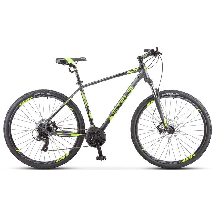 Велосипед 29 Stels Navigator-930 D, V010, цвет антрацитовый/черный/лайм, размер рамы 18.5 велосипед 29 stels navigator 930 d v010 цвет антрацитовый черный лайм размер рамы 18 5