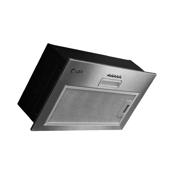 Вытяжка Lex GS BLOC LIGHT 600 INOX, встраиваемая, 500 м3/ч, 3 скорости, 60 см, серебристая