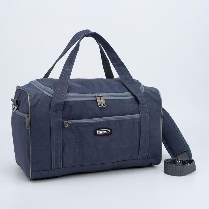 фото Сумка спортивная, отдел на молнии, 3 наружных кармана, длинный ремень, цвет серый