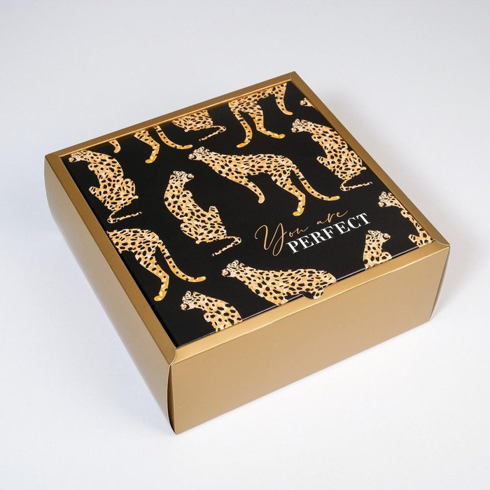 Коробка подарочная складная, упаковка, «Леопард», 25 х 25 х 10 см