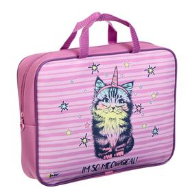 

Папка с ручками текстиль А4 80мм 350*265 ПМД 4-20 дев Caticorn (ручка-тесьма) 64510