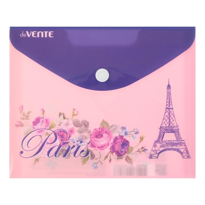 Папка-конверт на кнопке А6 170 х 140 мм 150 мкм горизонтальная deVENTE Paris 18₽
