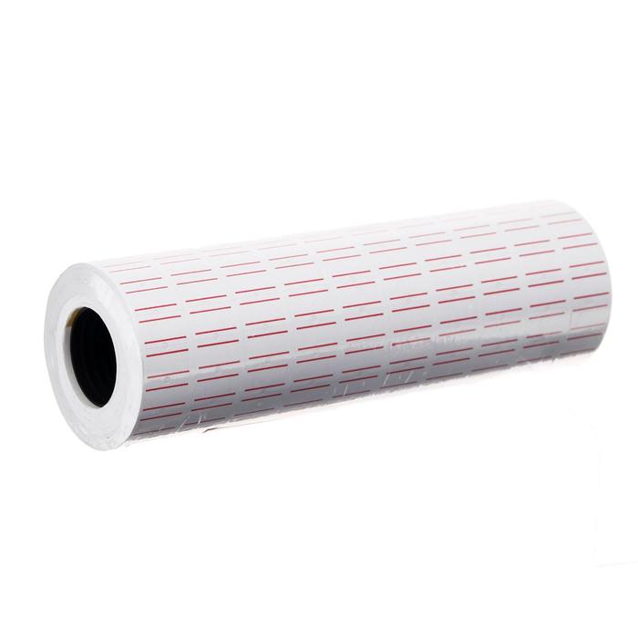 Этикет-лента 21*12мм, прямоугольная, белая с красной полосой, 1000 этикеток