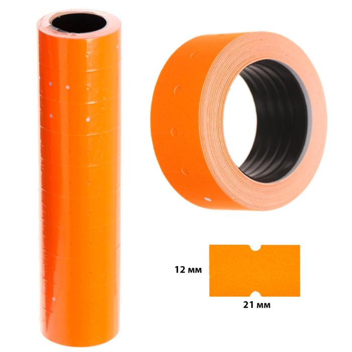 Этикет-лента 21 х 12 мм, прямоугольная, оранжевая, 500 этикеток