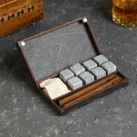 Камни для виски "GOLD", в шкатулке на магнитах, 8 шт с щипцами от Сима-ленд