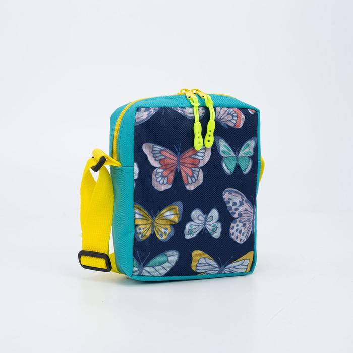фото Сумка детская, отдел на молнии, регулируемый ремень, цвет синий/бирюзовый зфтс