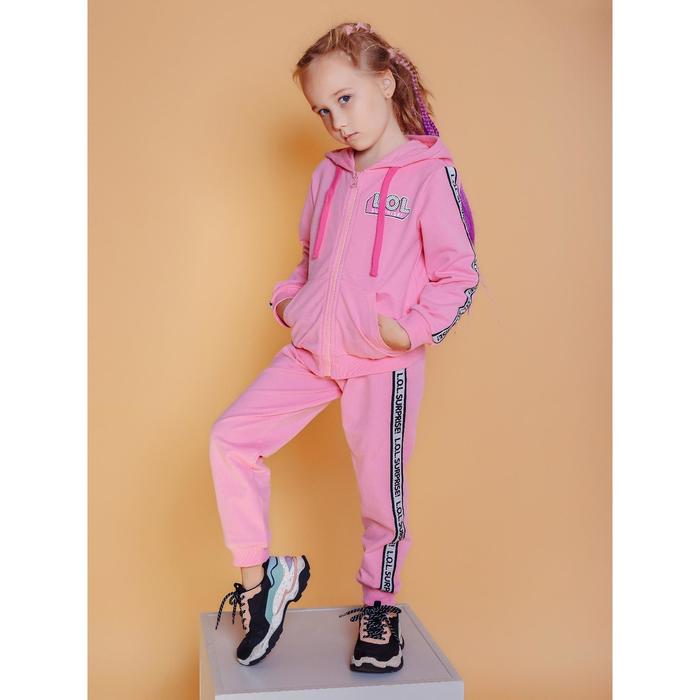фото Брюки для девочек lol с манжетом, рост 134 см, цвет розовый