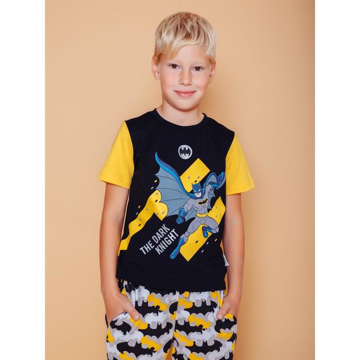 фото Футболка для мальчиков batman, рост 128 см, цвет жёлтый