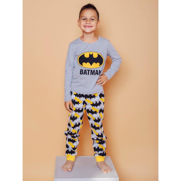 Пижама для мальчиков Batman, рост 110 см, цвет серый меланж