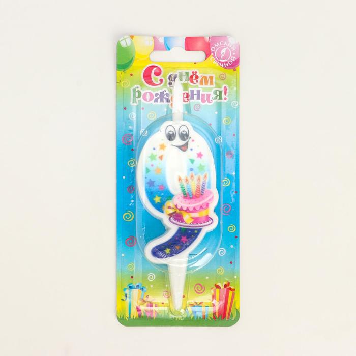 

Свеча для торта "С глазками", 10,2 см, цветная цифра 9