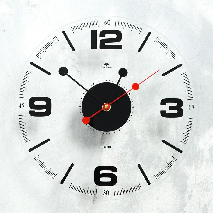 фото Часы настенные "стиль 1" прозрачные, открытая стрелка, d=30 см рубин