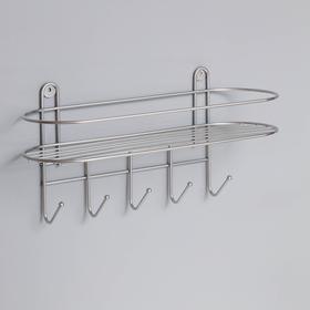 

Полка для ванной овальная, 5 крючков, 33×12,5×21 см, цвет хром