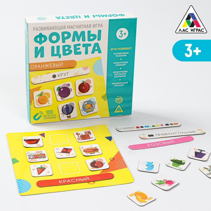 Развивающая магнитная игра «Формы и цвета», 3+ andreu toys развивающая игра формы и цвета