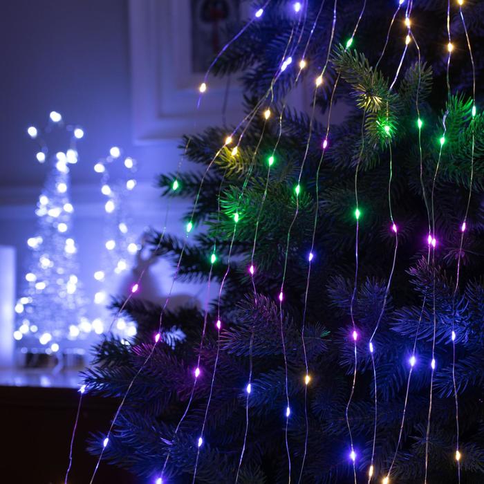 

Гирлянда «Дреды» 1.5 м, IP20, серебристая нить, 125 LED, свечение мульти, 12 В