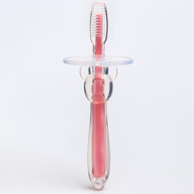 Силиконовая зубная щеточка-массажер "Первые зубки" (розовый) - Фото 1