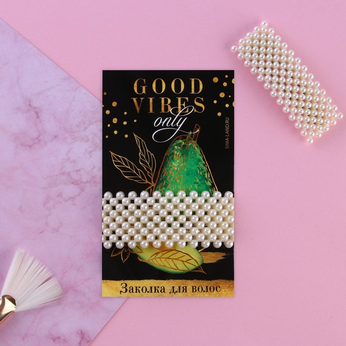 

Заколка для волос на подложке «Good vibes»
