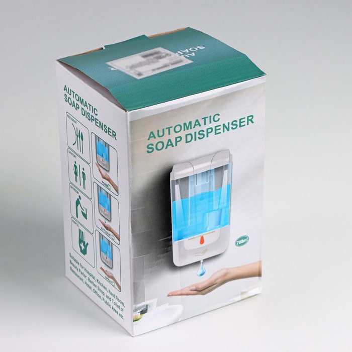 Диспенсер для антисептика/жидкого мыла, 800 мл, сенсорный, пластик, цвет белый