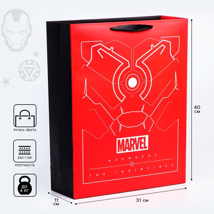 Пакет ламинированный вертикальный, 31 х 40х 11 см Tony Stark, Мстители
