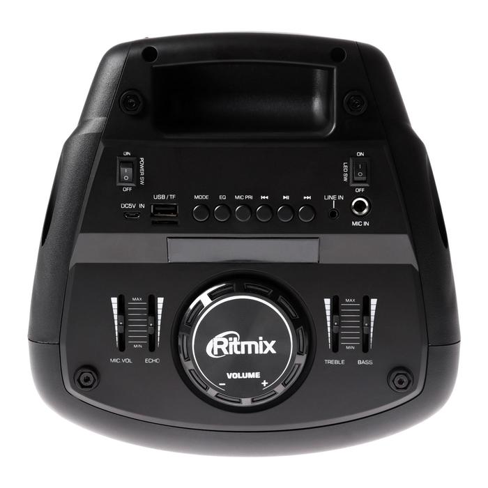 

Портативная колонка Ritmix SP-870B, 120 Вт, Bluetooth, AUX, microSD, FM, 4400 мАч, чёрная