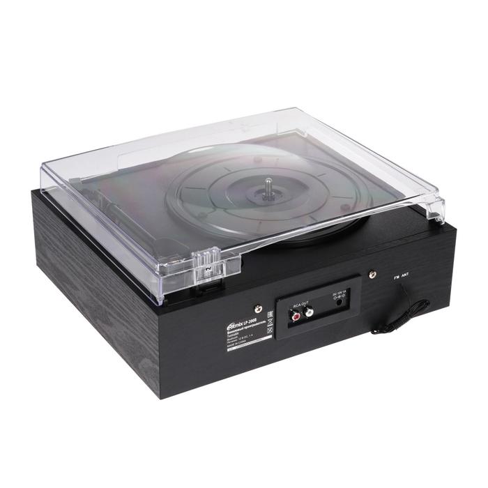 Проигрыватель виниловых дисков Ritmix LP-200B, 10 Вт, 3 скорости, BT, AUX, FM, RCA, черный