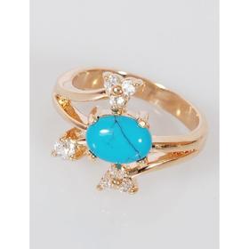 

Кольцо с бирюзой "Спутник", позолота с родированием, размер 18