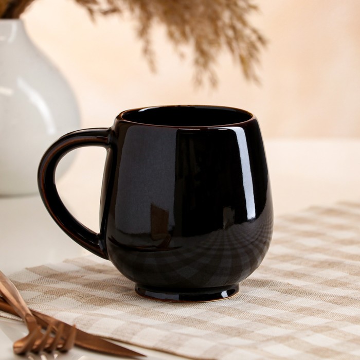 фото Кружка "чайная", черная, 0.4 л керамика ручной работы