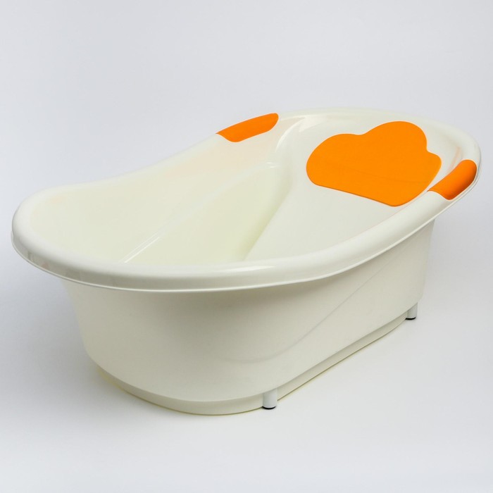 Ванночка ROXY-KIDS с анатомической горкой и сливом. Цвет вставок: оранжевый