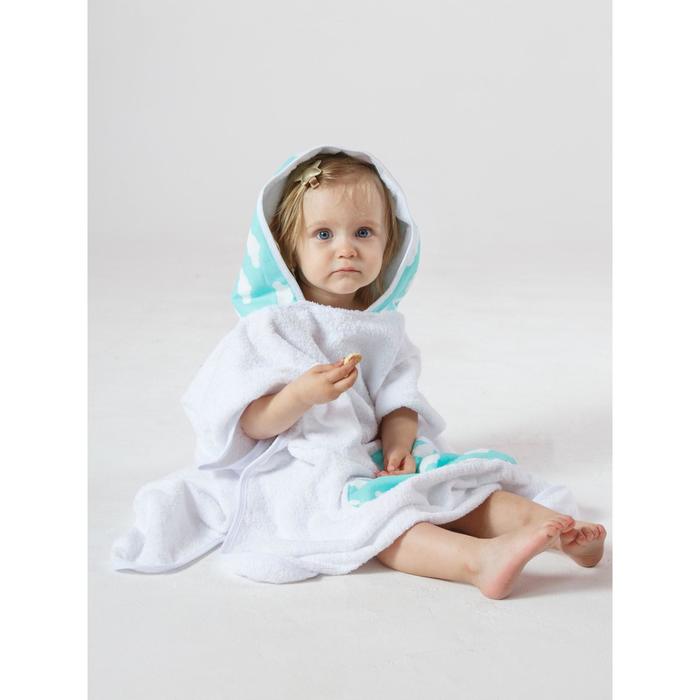 Полотенце-пончо с капюшоном детское «Облака», размер 140x70 см, цвет белый