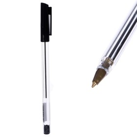 Ручка шариковая 0,7 мм, стержень чёрный, корпус прозрачный с чёрным колпачком Ош