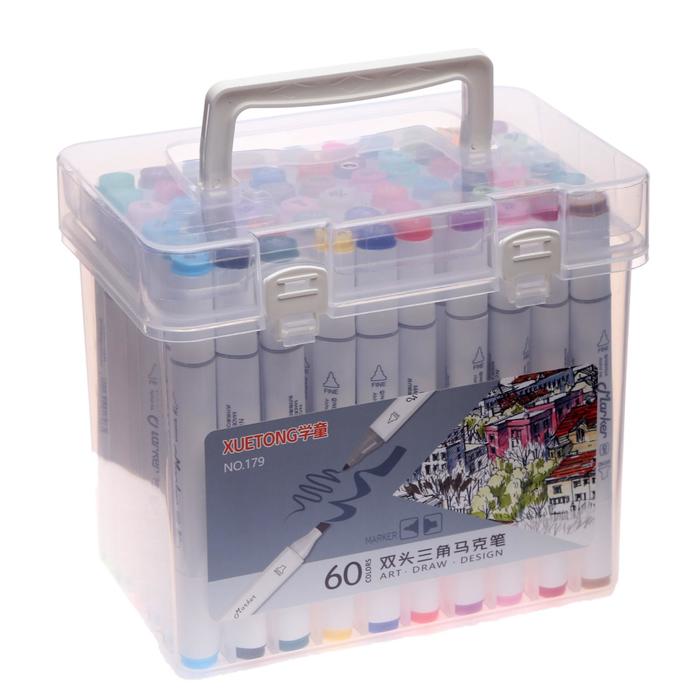 Набор маркеров для скетчинга двусторонние 60 штук/60 цветов набор маркеров профессиональных двусторонних 60 штук 60 цветов